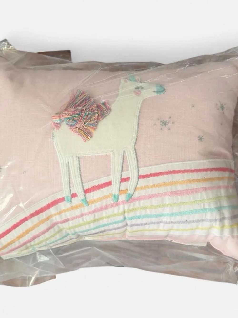 Pottery Barn Unicorn Embroidered Throw Pillow - Pink